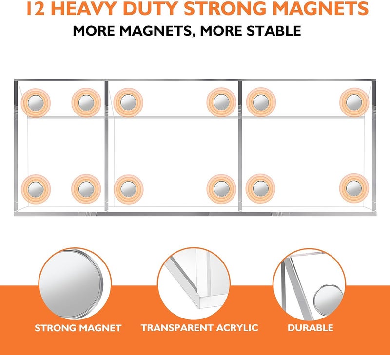 Ameceres Magnetic Pen Holder Classroom Organization Acrylic Marker Holder for Whiteboard Refrigerator Locker Accessories Pencil Dry Erase Marker Basket (3 Compartments * 1) - Image 3